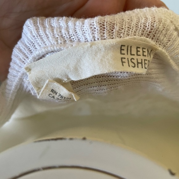 Eileen Fisher White Linen Blend Open Front Cardigan- Size Small - Picture 9 of 12